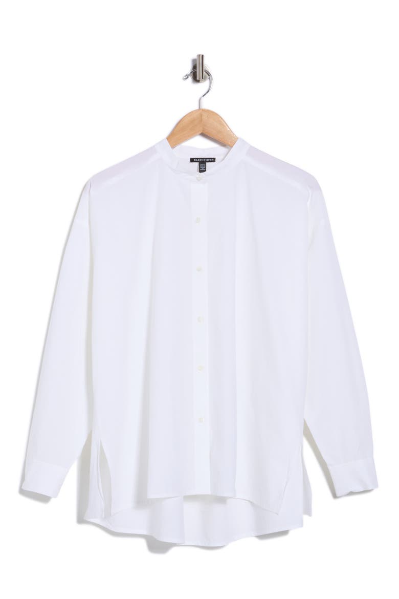 Organic Cotton Mandarin Collar Shirt, Main, color, WHITE