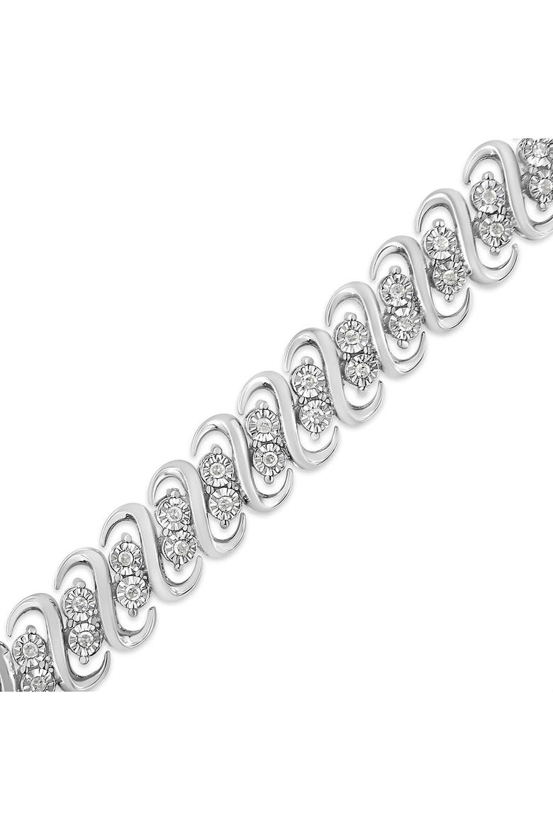 1/2 Cttw Diamond Double Row S-Link Bracelet, Alternate, color, White