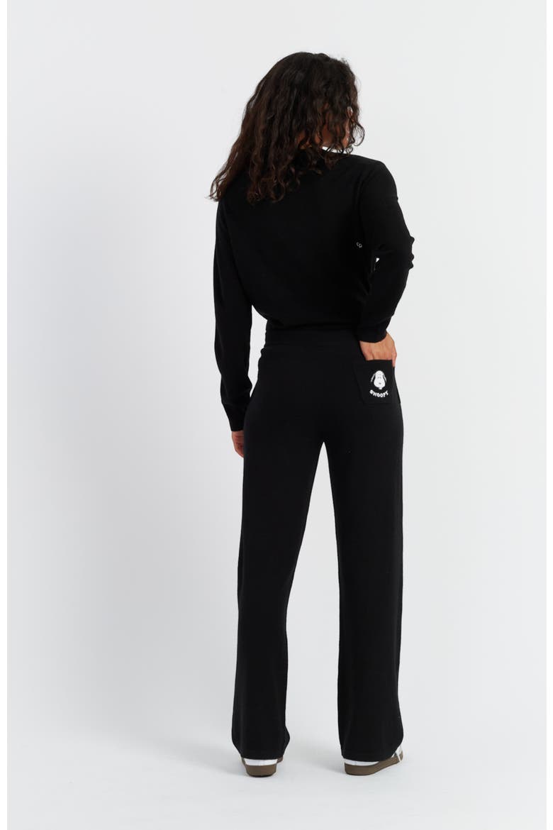Wide Leg Snoopy Track Pants, Alternate, color, Black