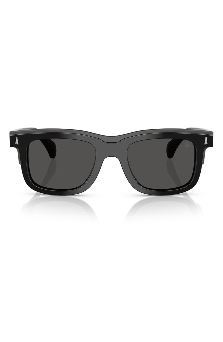 Moncler Claro 51mm Polarized Square Sunglasses, Main, color, Shiny Black