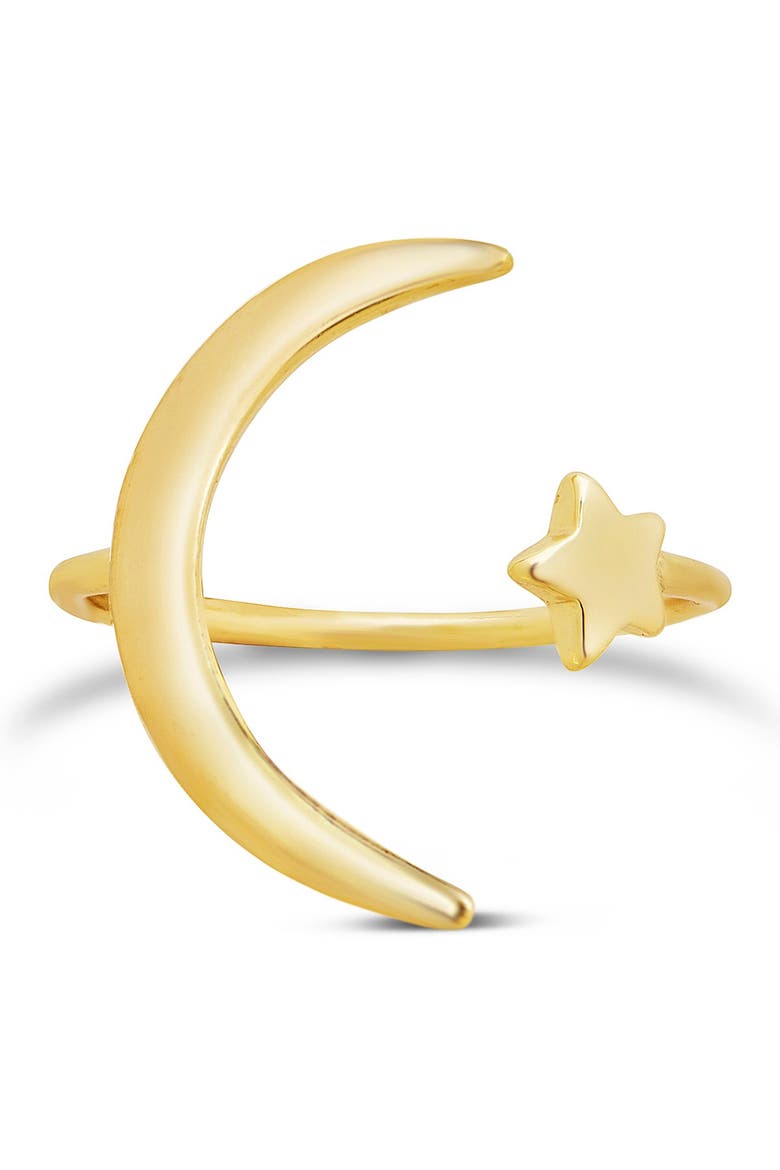 14K Gold Vermeil Crescent Moon Open Ring, Main, color, GOLD