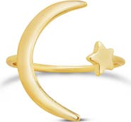 Sterling Forever 14K Gold Vermeil Crescent Moon Open Ring
