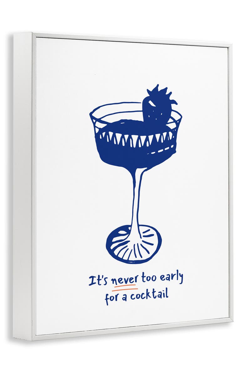 Stupell Industries Never Too Early For A Cocktail Framed Canvas Wall Art, Alternate, color, Blue