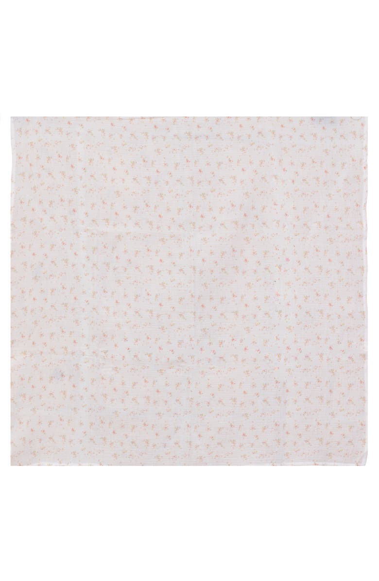 Space Grey Floral Gauze Swaddle, Main, color, White