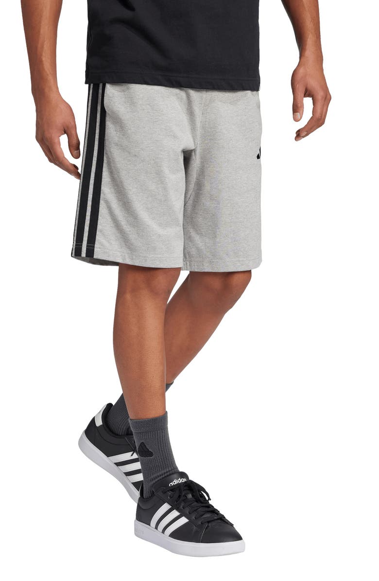 adidas Essentials 3-Stripes Jersey Shorts, Alternate, color, Medium Grey Heather/ Black