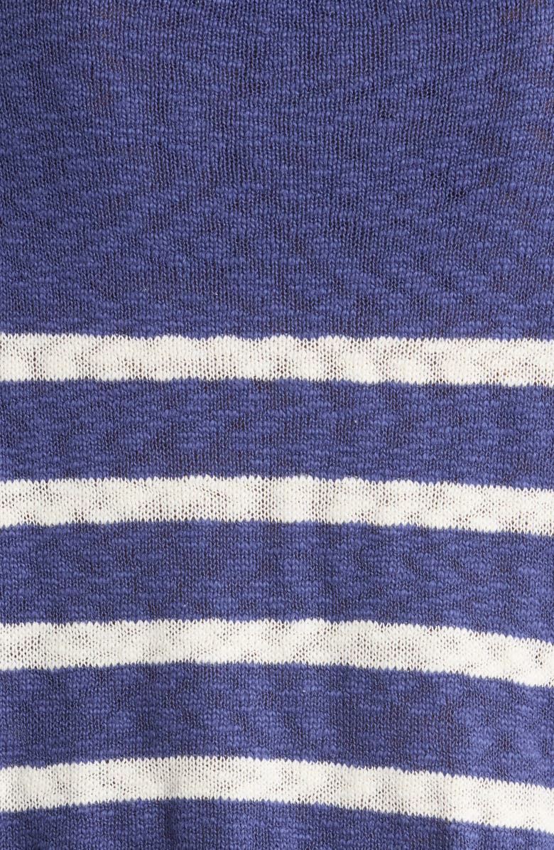 Marine Layer Sea Breeze Placed Stripe Cotton Crewneck Sweater, Alternate, color, Navy/ White Stripe