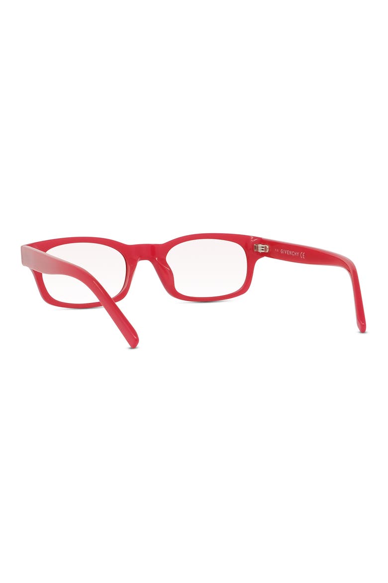49mm Blue Rectangular Blue Light Blocking Glasses, Alternate, color, SHINY RED