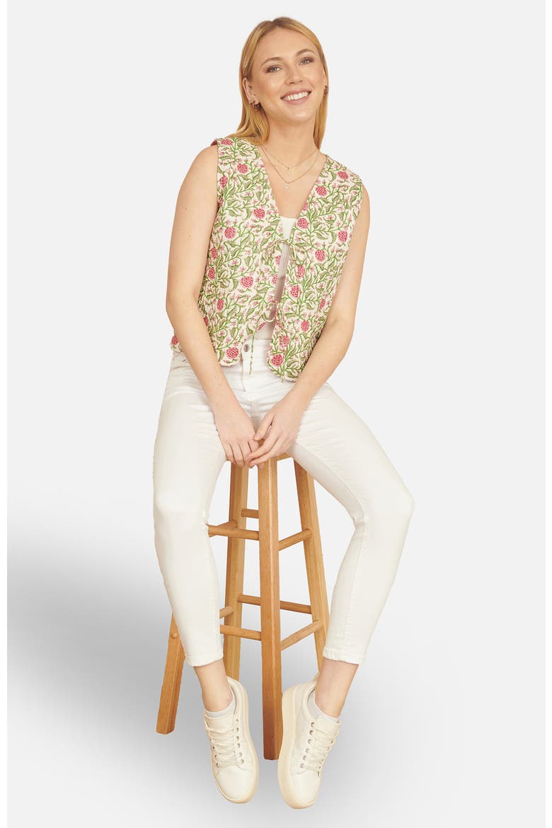 Indian Floral Reversible  Quilted Jacket, Alternate, color, White