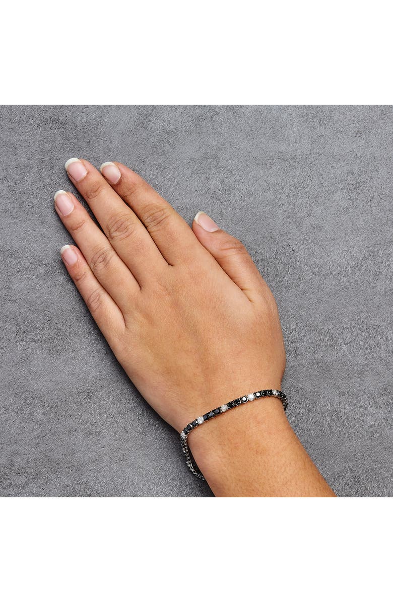 Haus of Brilliance Silver 8.0 Cttw Black and White Diamond Tennis Bracelet, Alternate, color, White