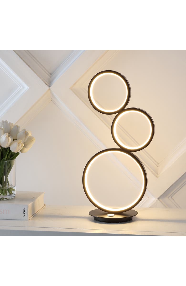 JONATHAN Y Juno 3-Light Bohemian Coastal Iron Integrated LED Table Lamp, Alternate, color, Black