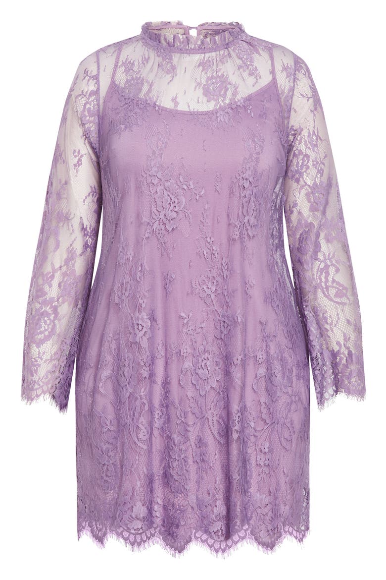 Micaela Long Sleeve Lace Overlay Dress, Alternate, color, VINTAGE LAVENDER