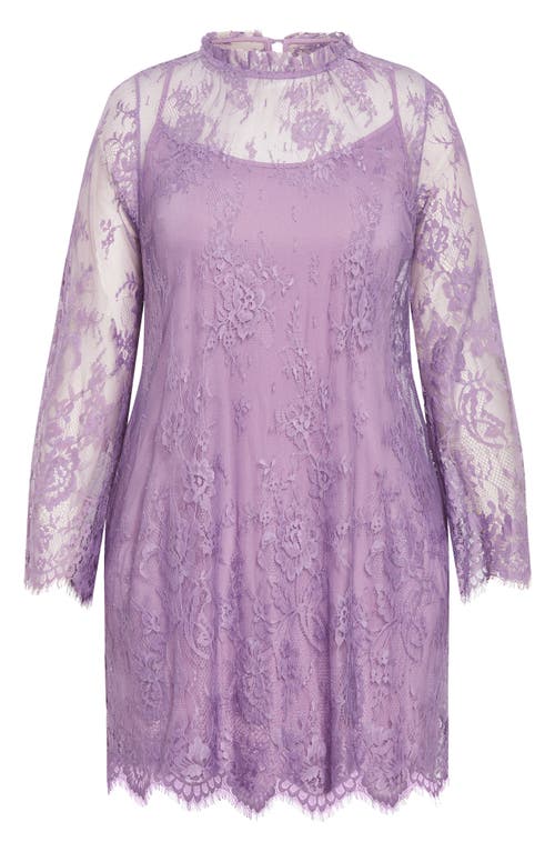 CITY CHIC CITY CHIC MICAELA LONG SLEEVE LACE OVERLAY DRESS