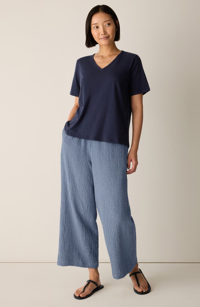 Eileen Fisher Easy V-Neck Organic Cotton T-Shirt, Alternate, color, Ink