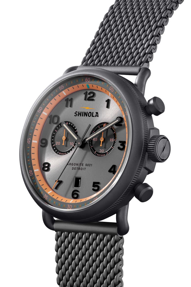 The Canfield Chronograph Mesh Strap Watch, 43mm, Alternate, color, COOL GRAY
