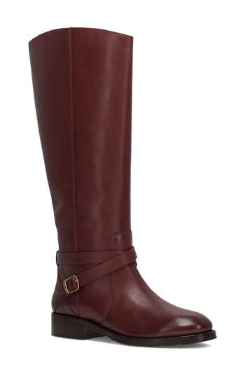 Frye Melissa Button Knee High Riding Boot In Burgundy