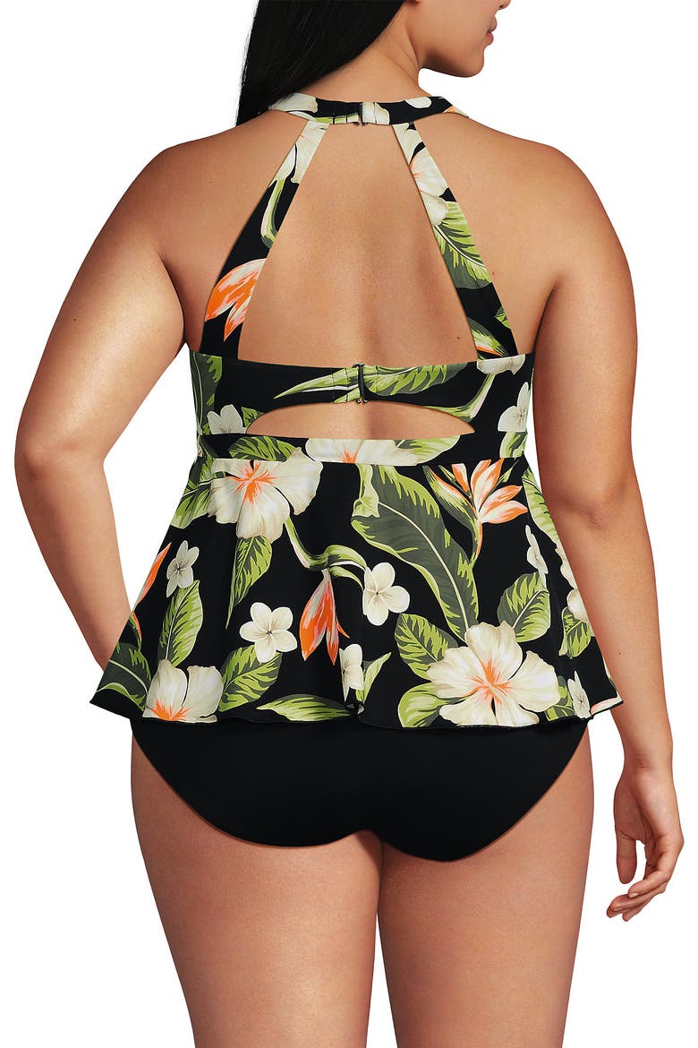 Plus Size Sweetheart Fauxkini One Piece, Alternate, color, Hibiscus Floral/Black