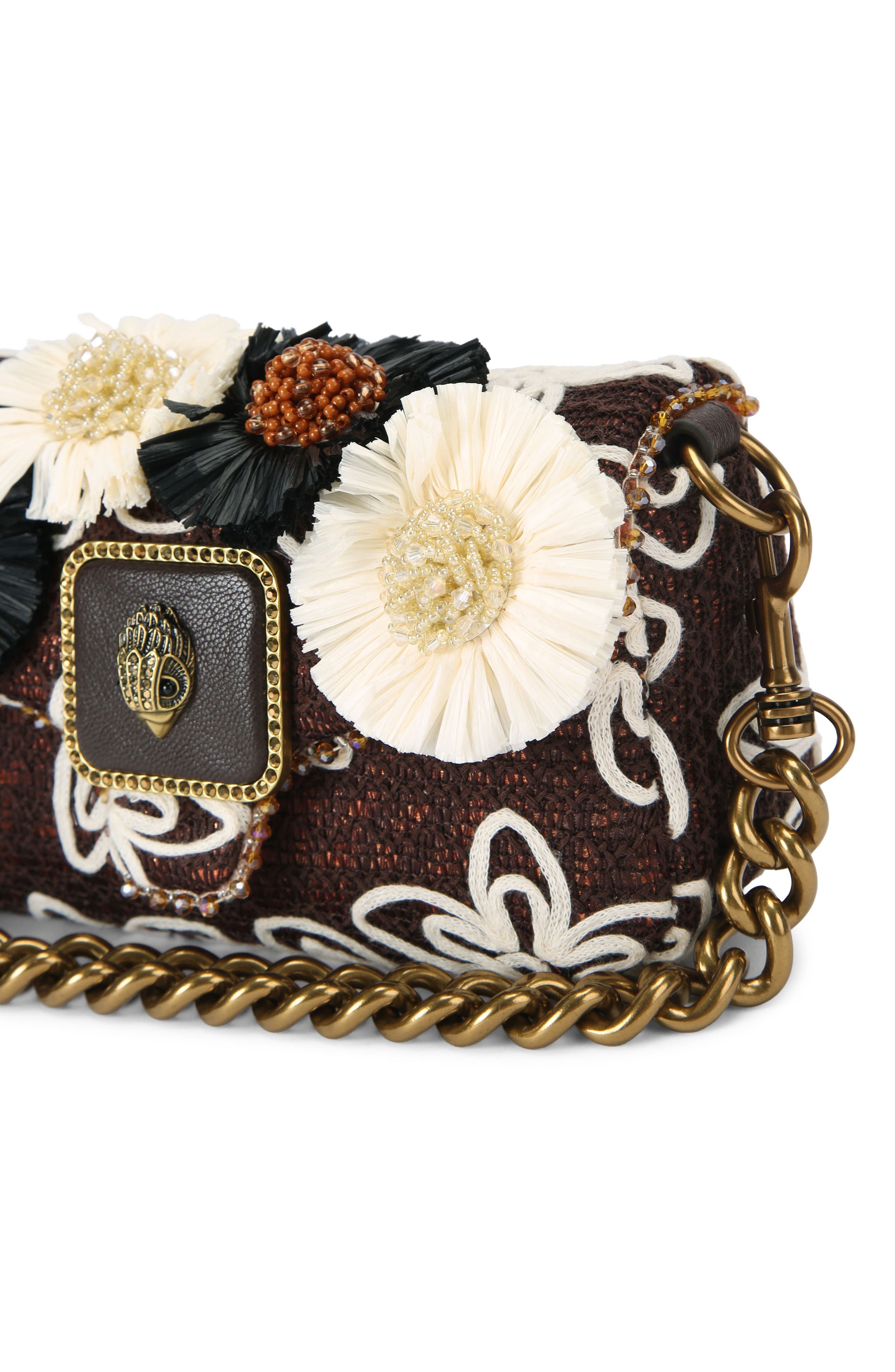 Kurt Geiger London Mini Floral Appliqué Clutch, Alternate, color, Brown
