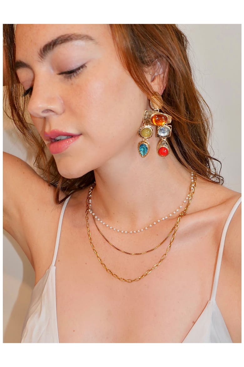 Resin Stone Drop Earrings, Alternate, color, SUNSET