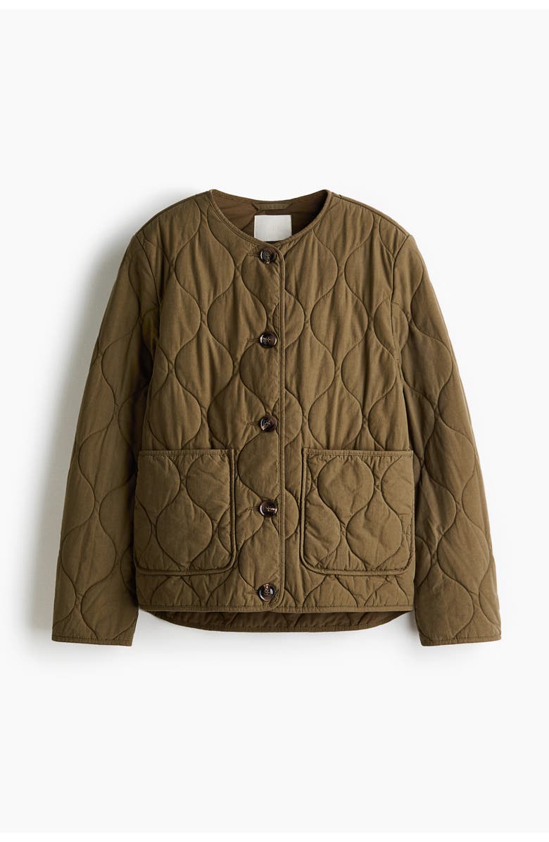 H&M Quilted Jacket, Main, color, Dark Khaki Green
