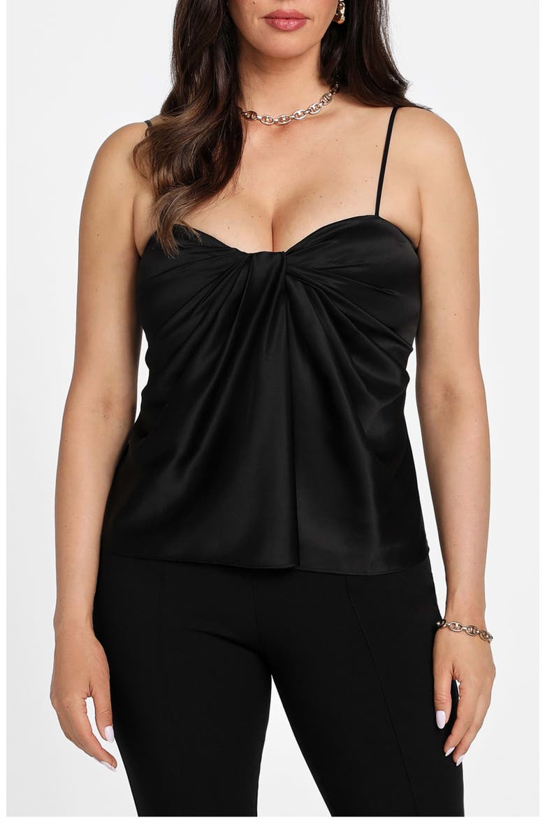 Aretha Drape Satin Camisole, Main, color, JET BLACK