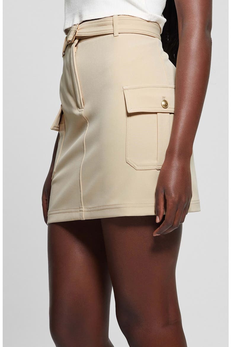 Fiona Belted High Waist Cargo Crepe Miniskirt, Alternate, color, FOAMY TAUPE