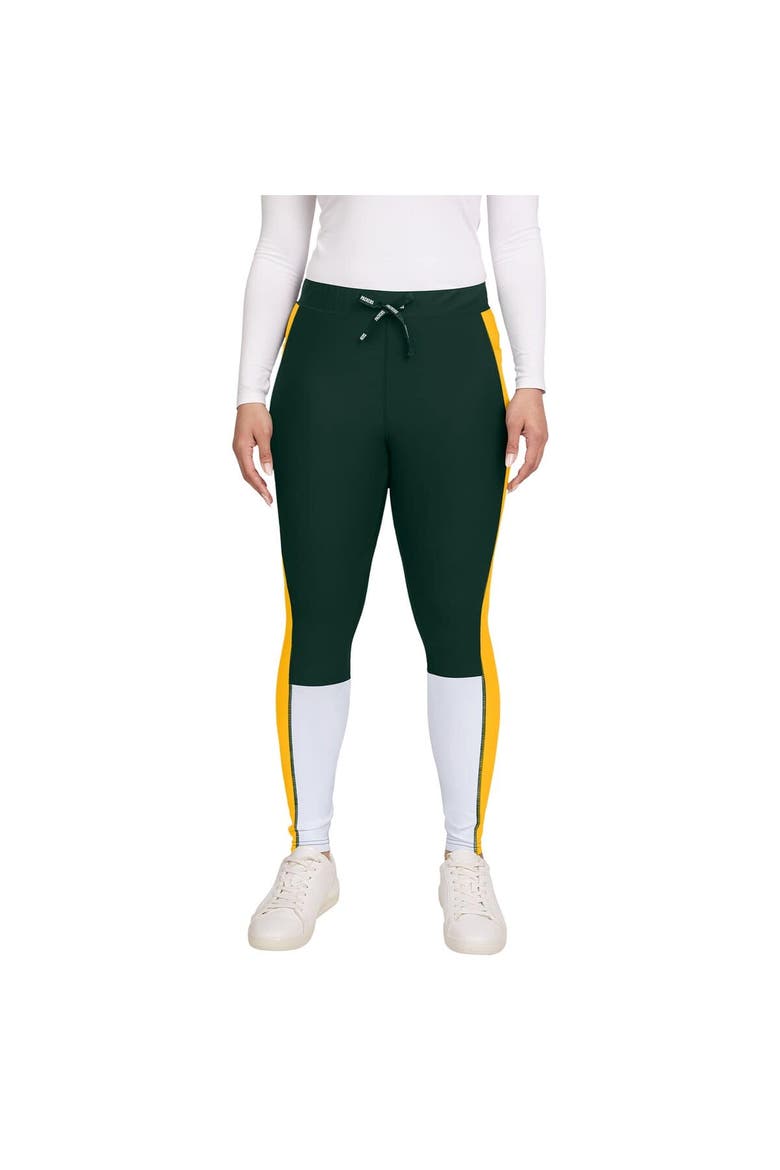 Women's WEAR by Erin Andrews Green/Yellow Green Bay Packers Color-Block Leggings, Alternate, color, Green