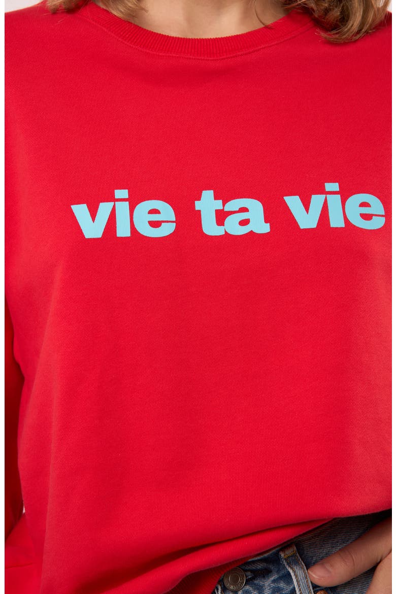 Vie Ta Vie Cotton Graphic Sweatshirt, Alternate, color, RED