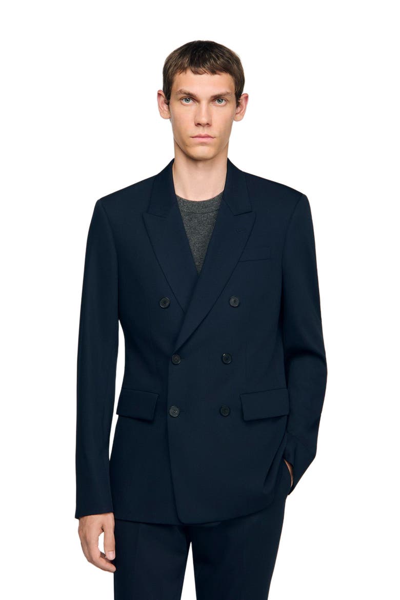 Double-breasted suit jacket, Main, color, Navy blue