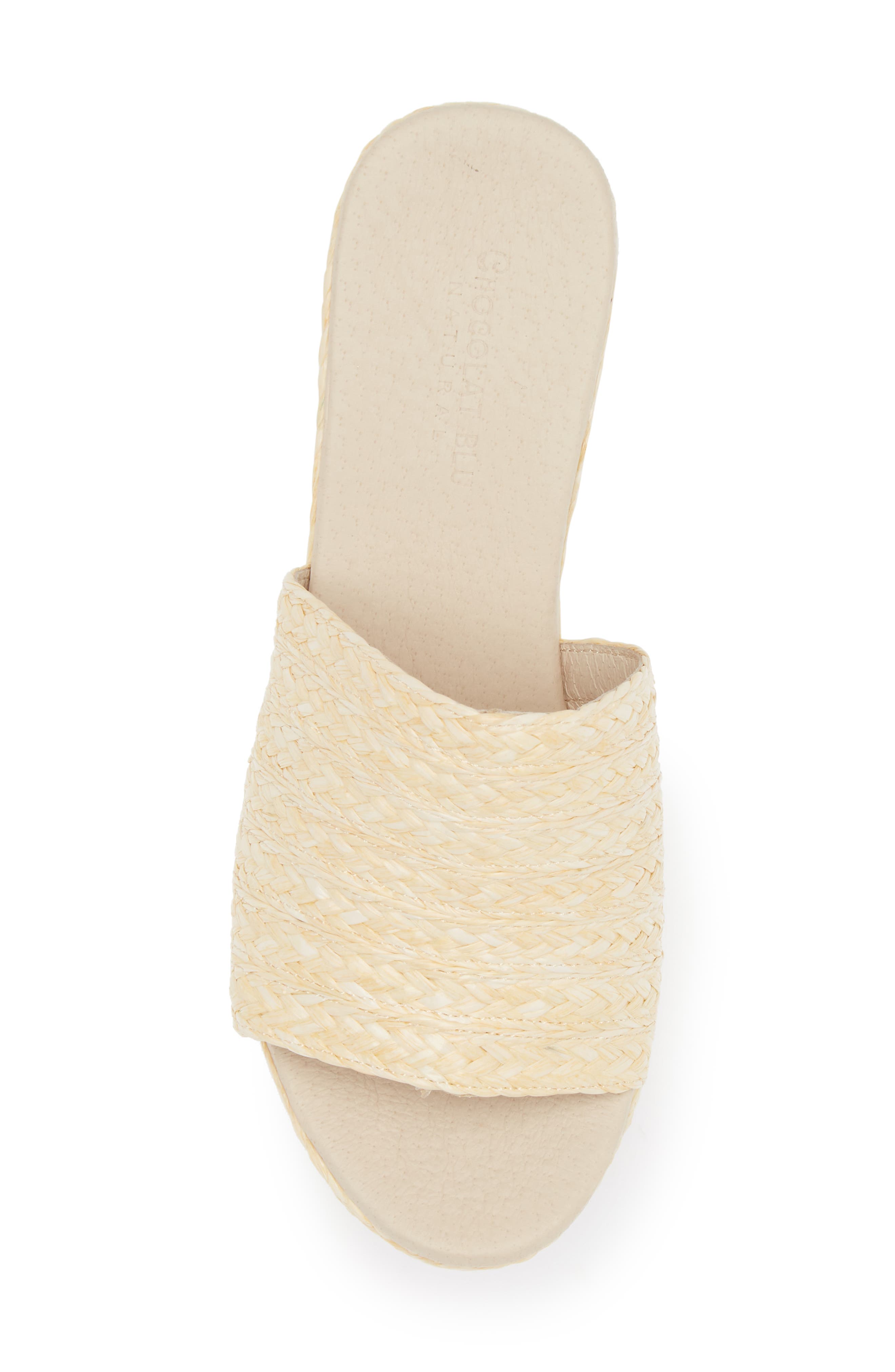 Chocolat Blu Raffia Platform Slide Sandal, Alternate, color, Cream Raffia