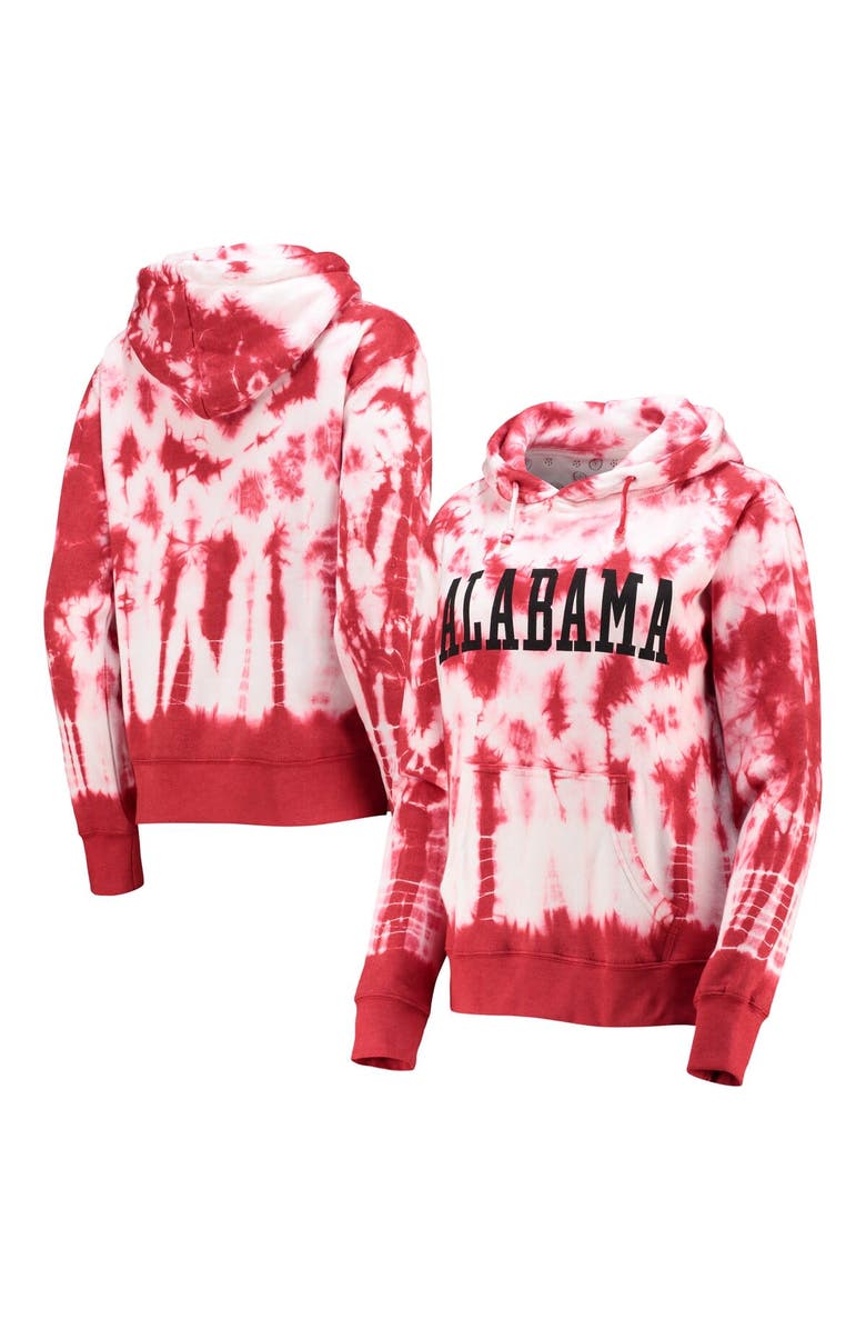 PRESSBOX Women's Pressbox Crimson Alabama Crimson Tide Campus Tie-Dye Pullover Hoodie, Main, color,