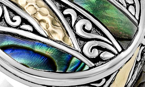 Samuel B. Sterling Silver & 18k Gold Abalone Signet Ring In Blue/green