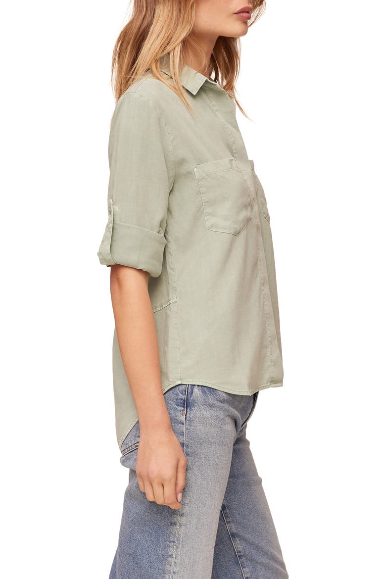 Split Back Button-Up Shirt, Alternate, color, OASIS GREE