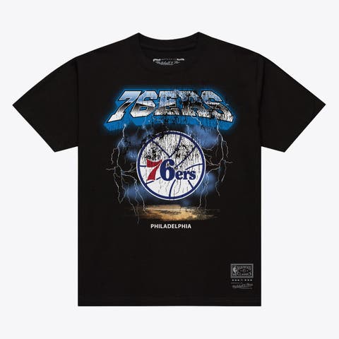 Men's Mitchell & Ness Black Philadelphia 76ers Lightning T-Shirt