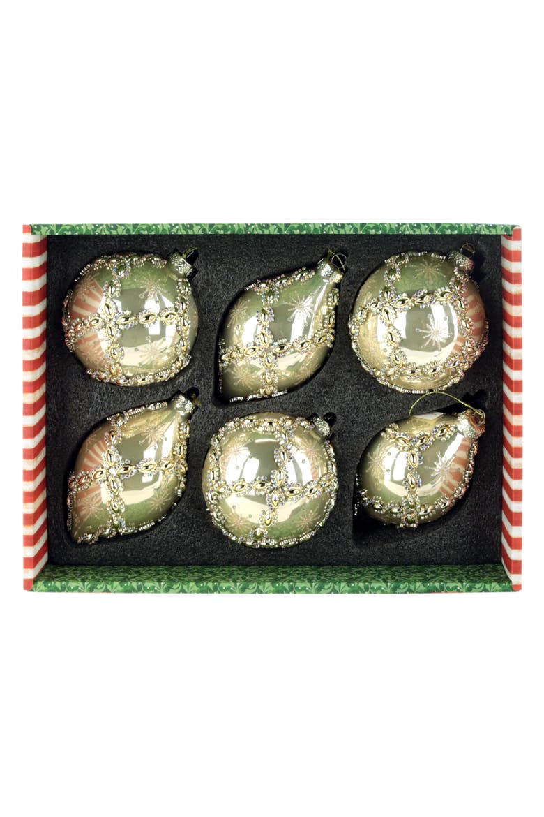 Vine Scroll Ornament, Box of 6, Alternate, color, Champagne