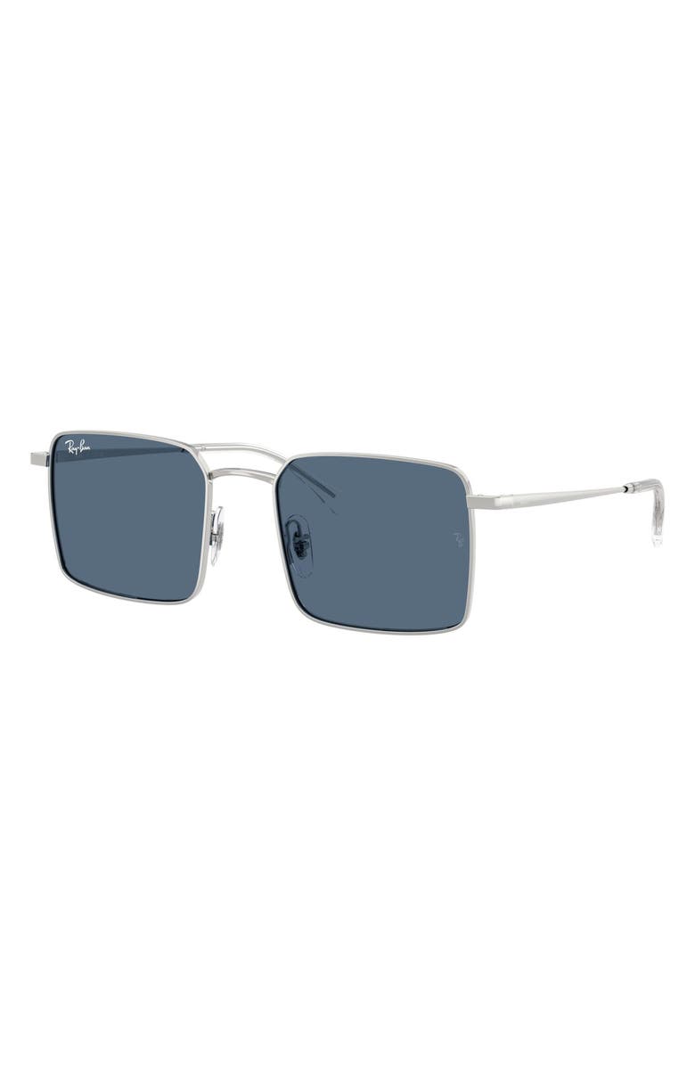 Ray-Ban Idan Bio-Based 50mm Square Sunglasses, Alternate, color, Silver / Dark Blue