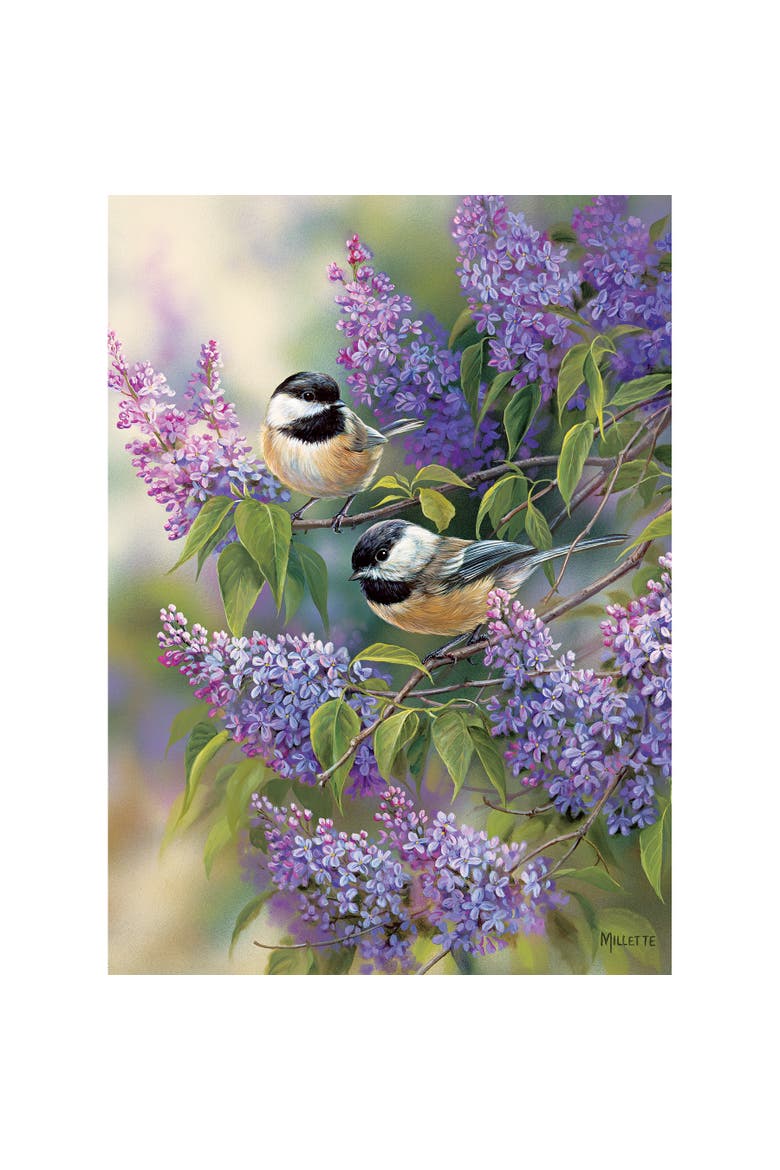 1000 Piece Puzzle Chickadees & Lilacs Reference Poster Included, Alternate, color, Multicolored