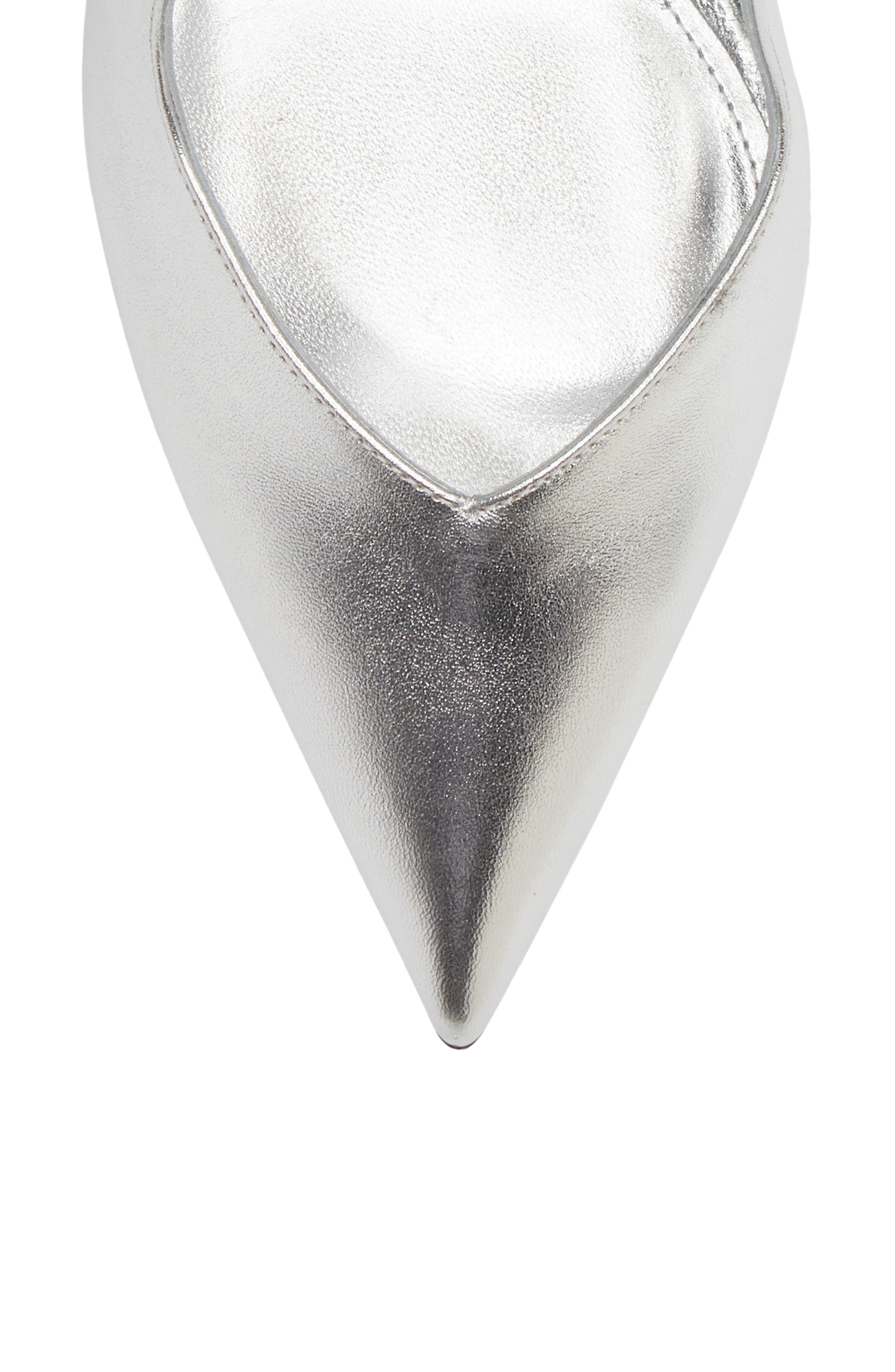 Ankle Tie Pointed Toe Slingback Pump, Alternate, color, SILVER