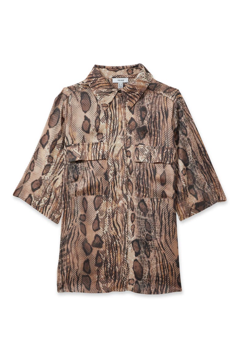 Maya Snake Print Button-Up Shirt, Alternate, color, NEUTRAL