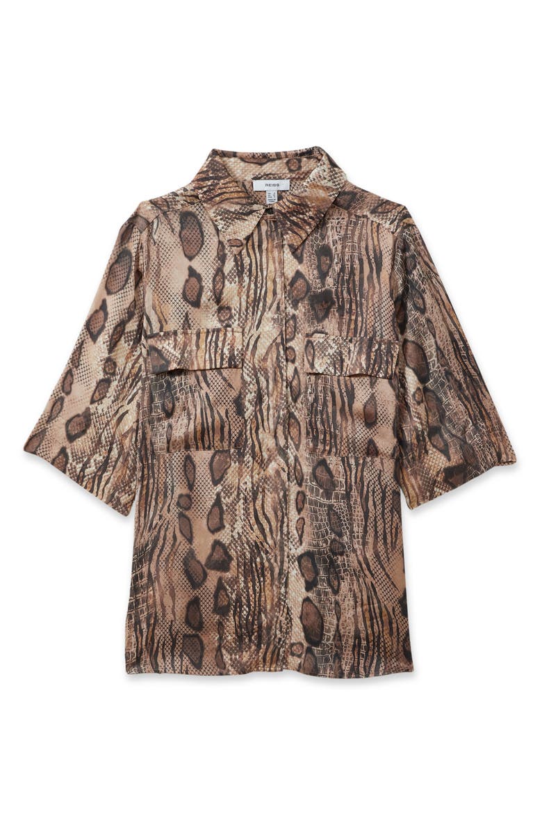 Reiss Maya Snake Print Button-Up Shirt, Alternate, color, 