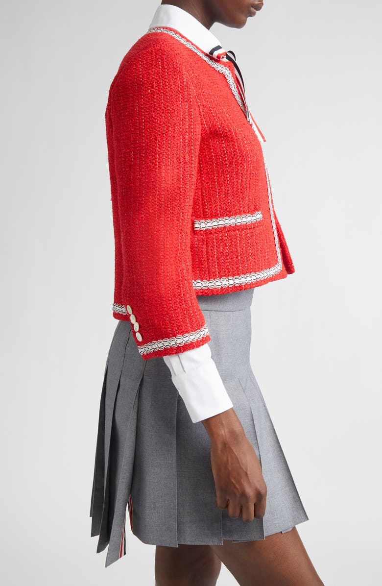 Thom Browne Tweed Crop Jacket, Alternate, color, 