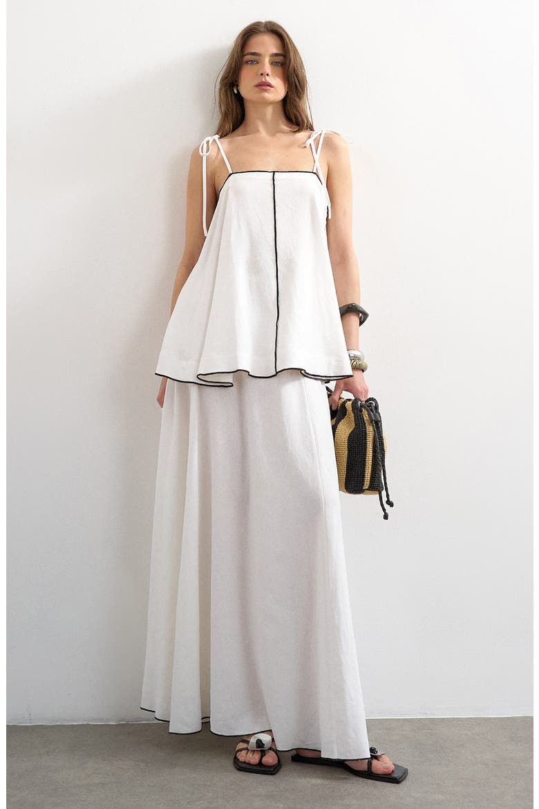 Linen Blend Maxi Skirt, Alternate, color, WHITE
