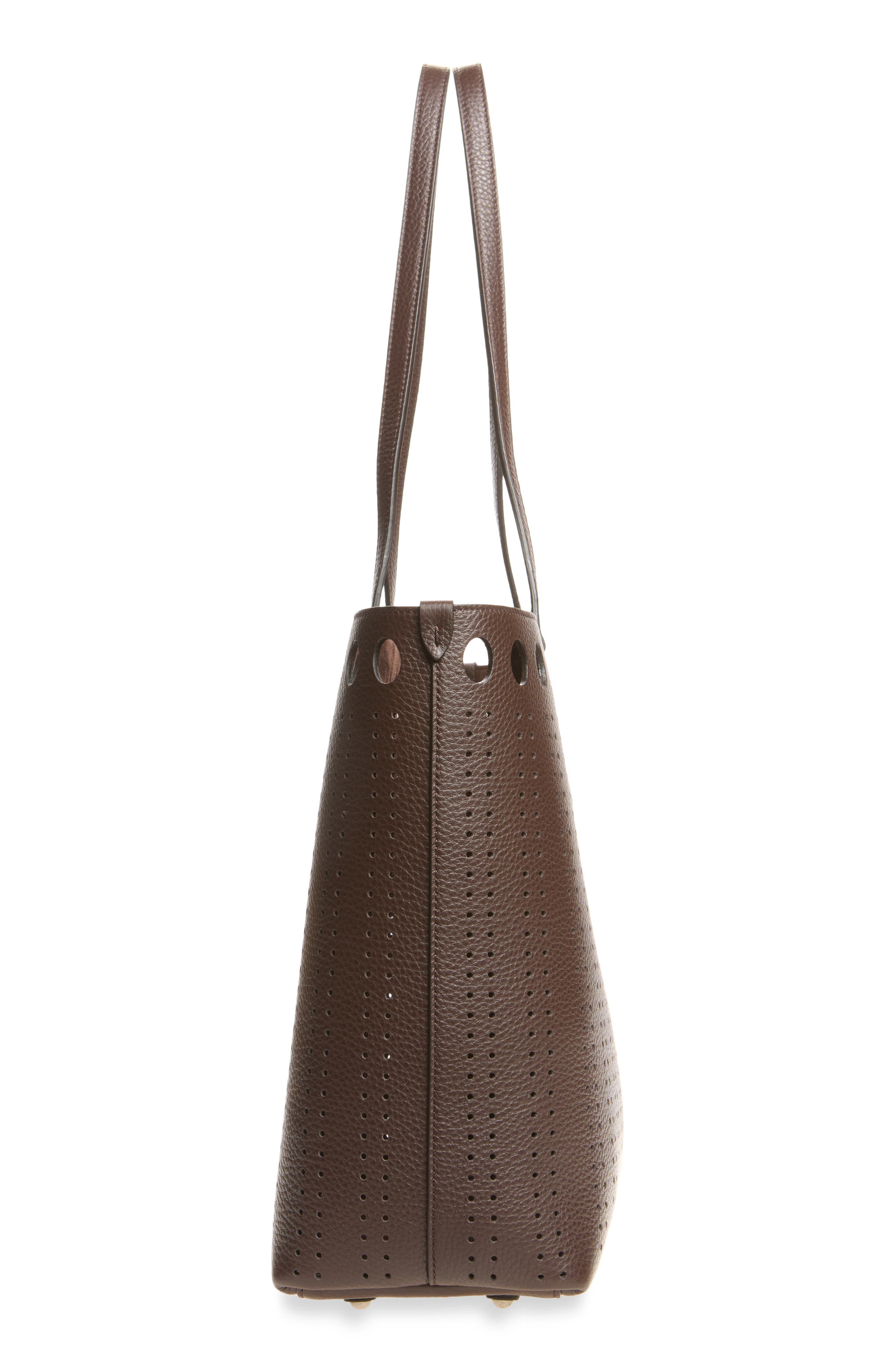Large Dottie Perforated Tote, Alternate, color, DARK BROWN