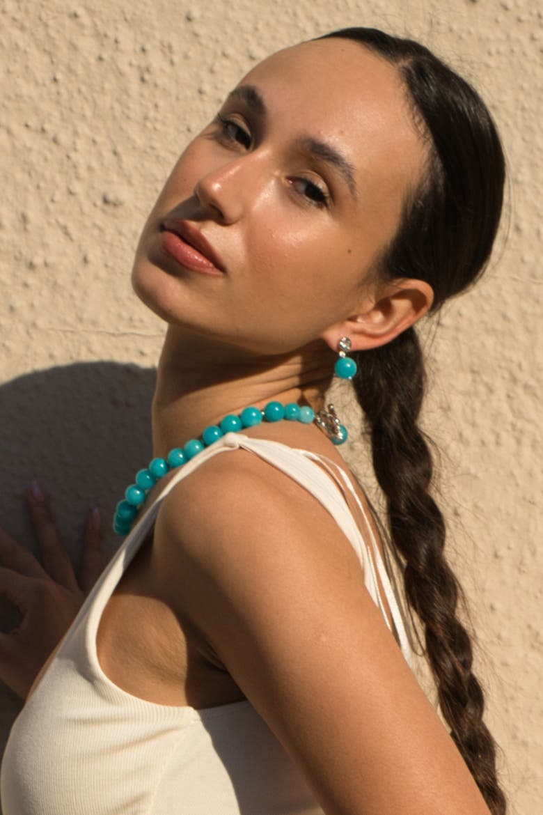 Gia Amazonite Bead Drop Earrings, Alternate, color, Blue