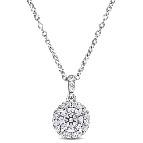 Lab-Grown Diamond Halo Pendant Necklace
