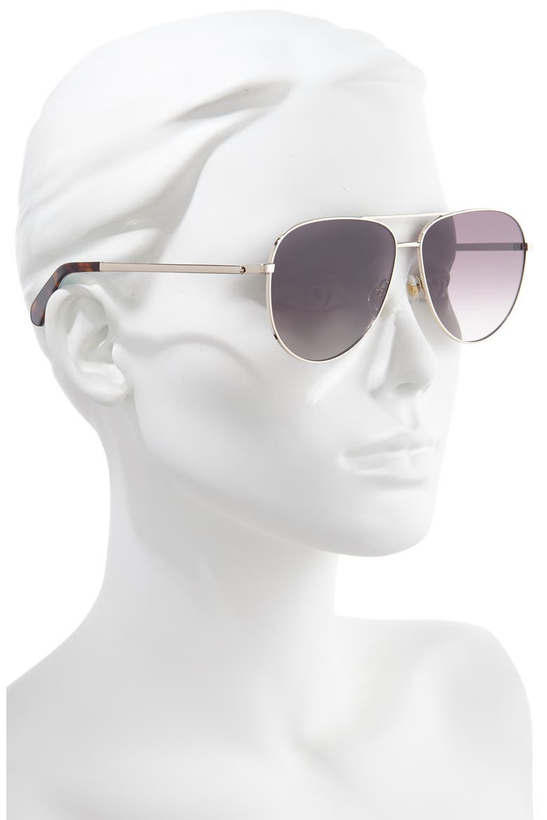 isla 61mm aviator sunglasses, Alternate, color, GOLD/ DARK HAVANA
