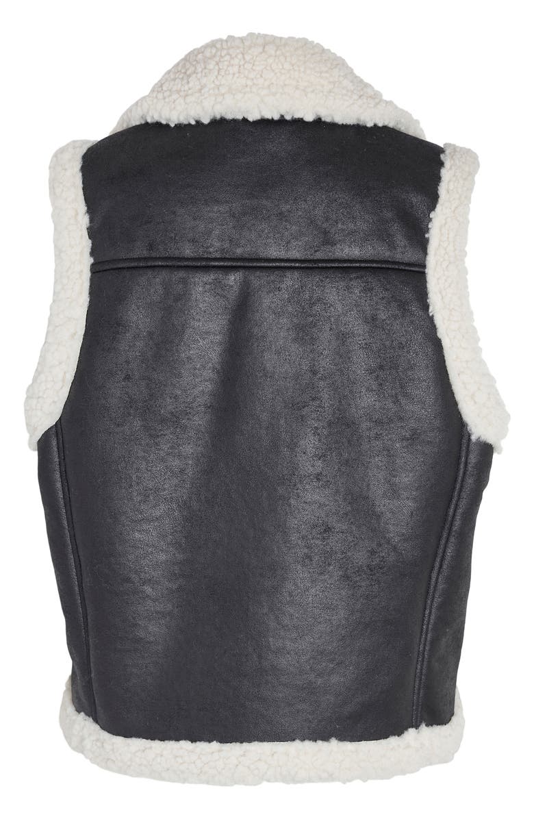 Noisy may Faux Leather & Faux Shearling Moto Vest, Alternate, color, 
