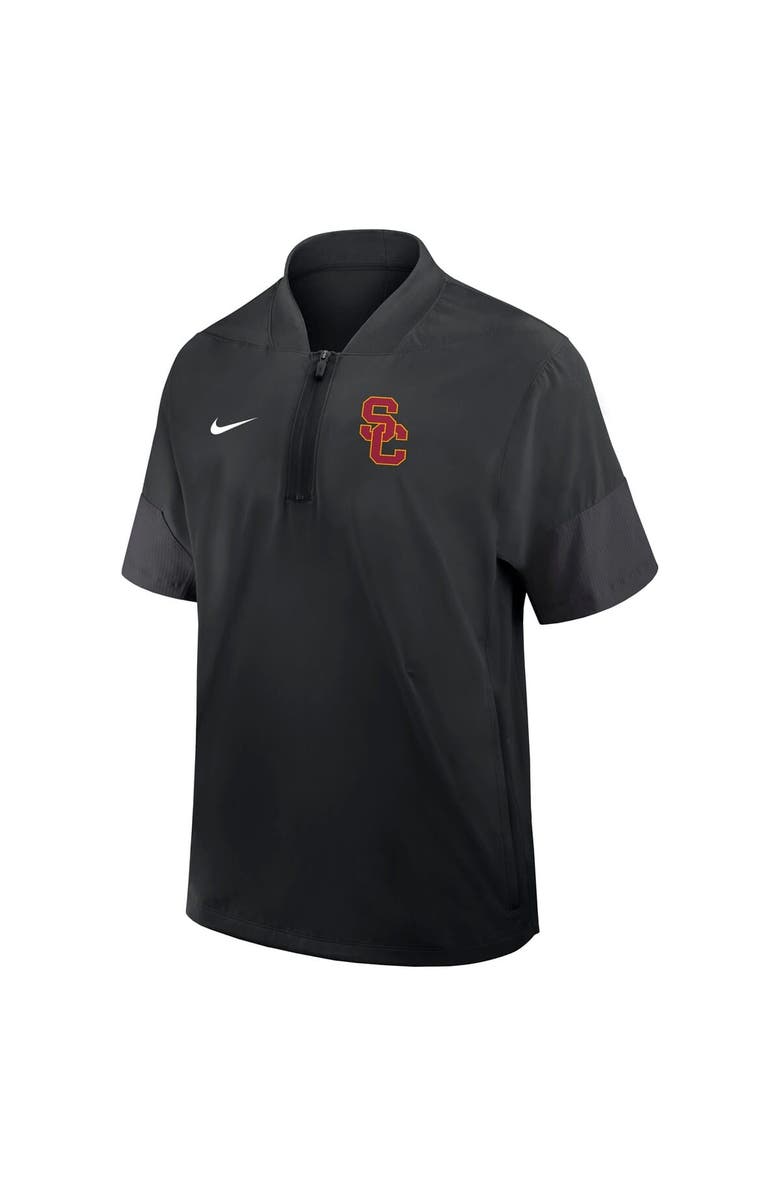 Nike Men's Nike Black USC Trojans 2025 Sideline Short Sleeve Quarter-Zip Coach Jacket, Alternate, color, Black