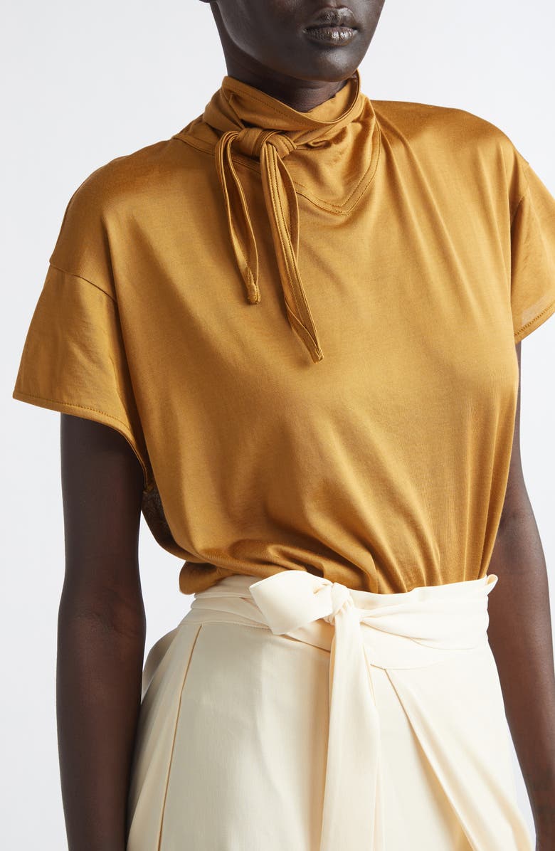 Lemaire Scarf Neck Jersey Top, Alternate, color, Cinnamon Brown