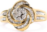 Haus of Brilliance 10K Yellow Gold 1/2 Cttw Diamond Flower Swirl Cocktail Ring