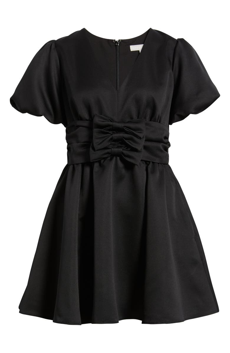 Chelsea28 Bow Detail Puff Sleeve Minidress, Alternate, color, Black